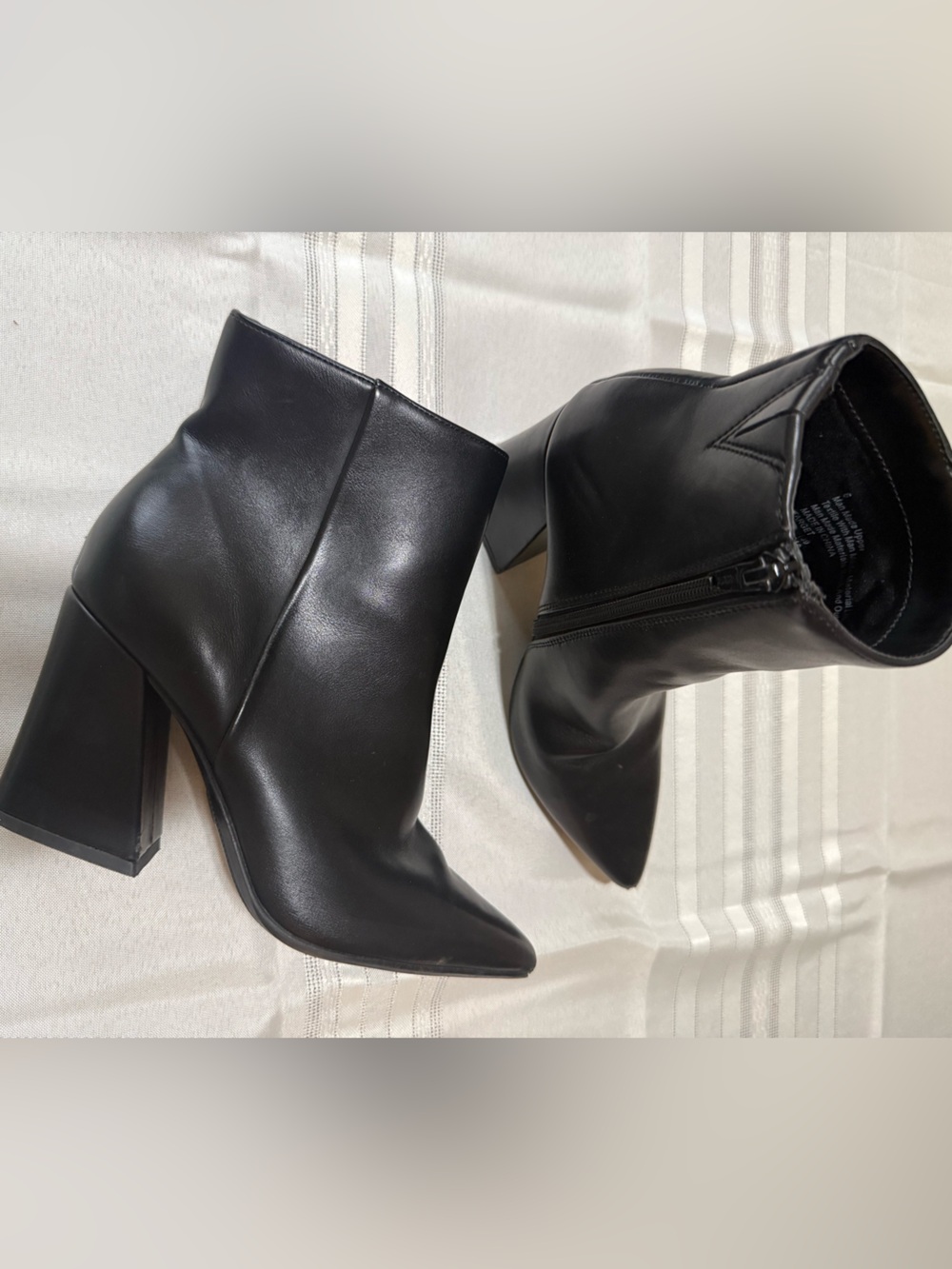 a new day Black Pointed Toe Block Heel Ankle Booties